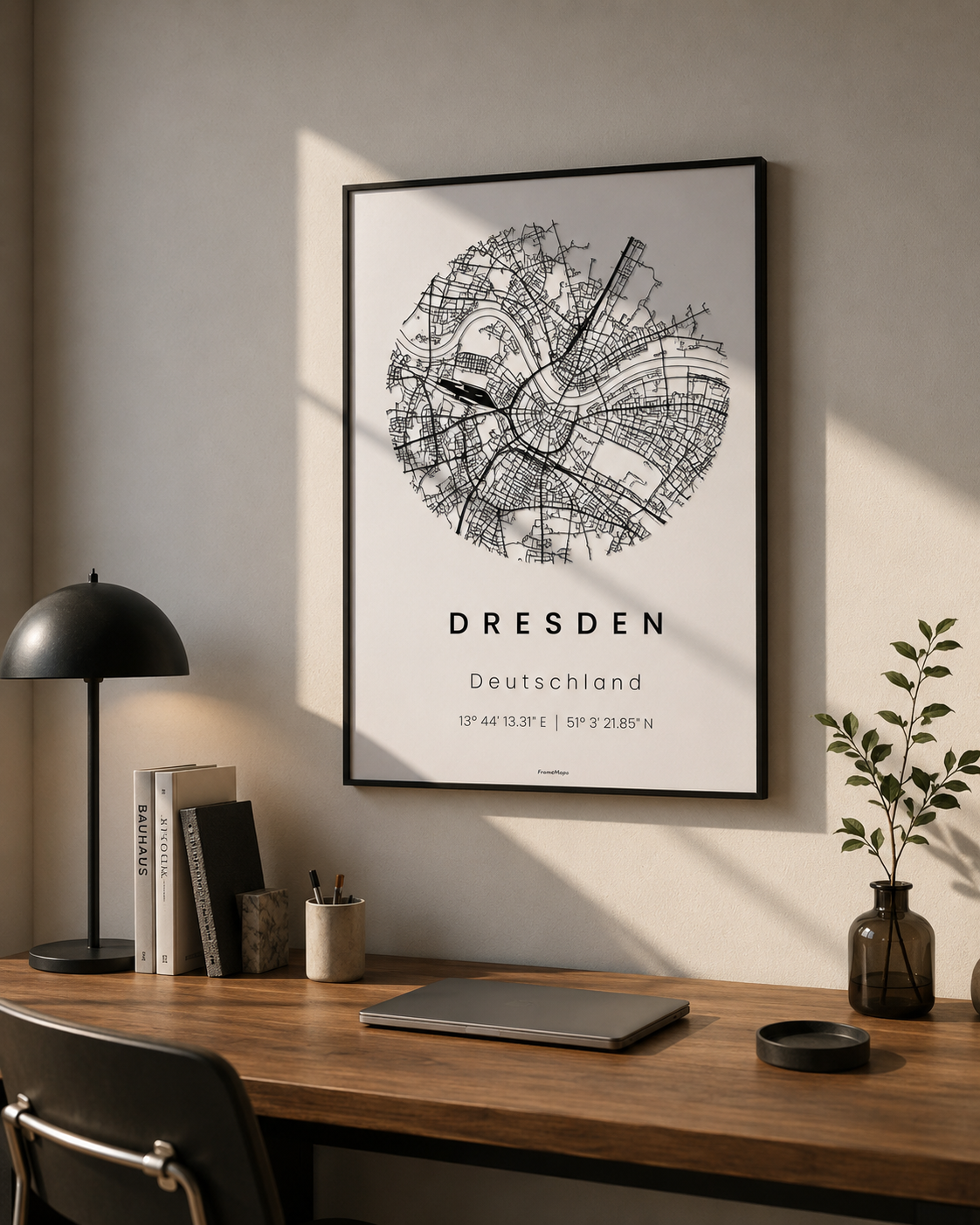 Poster FrameMaps de Dresden em ambiente interior