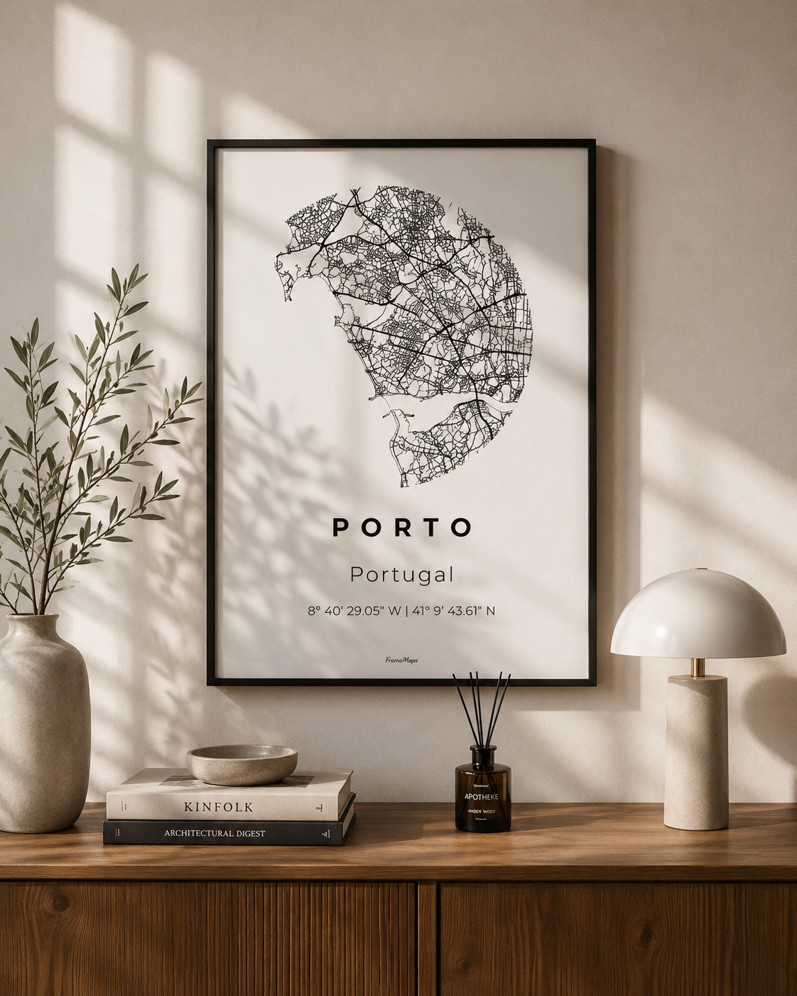 Poster FrameMaps do Porto em ambiente interior