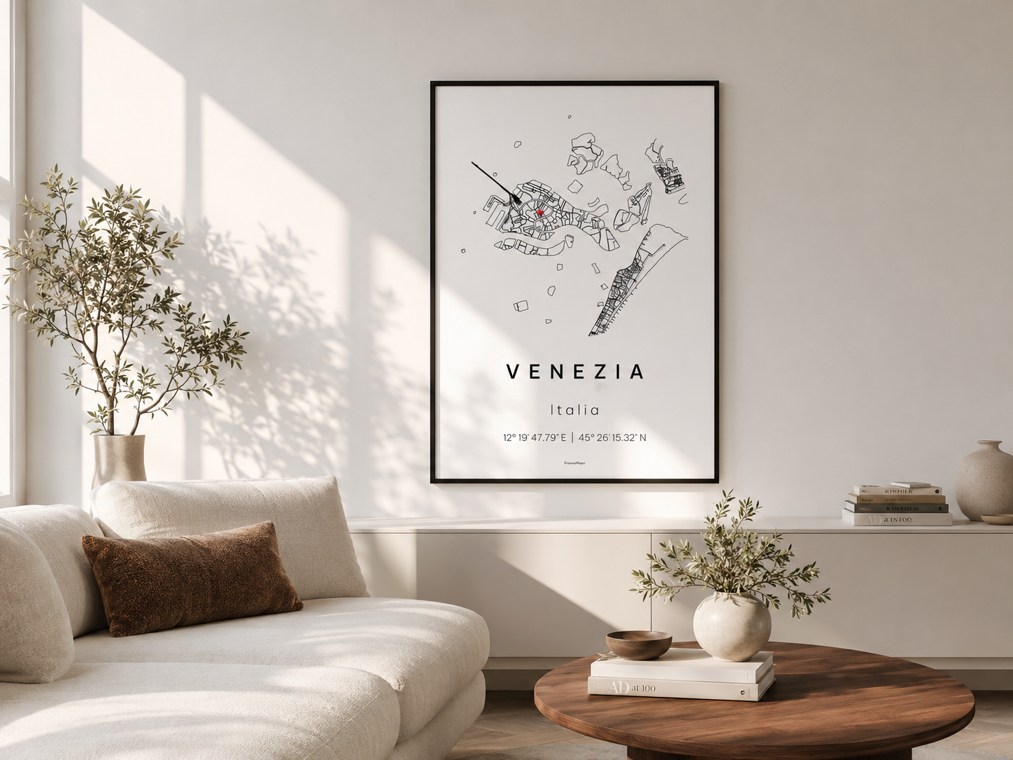 Poster FrameMaps de Venezia em ambiente interior