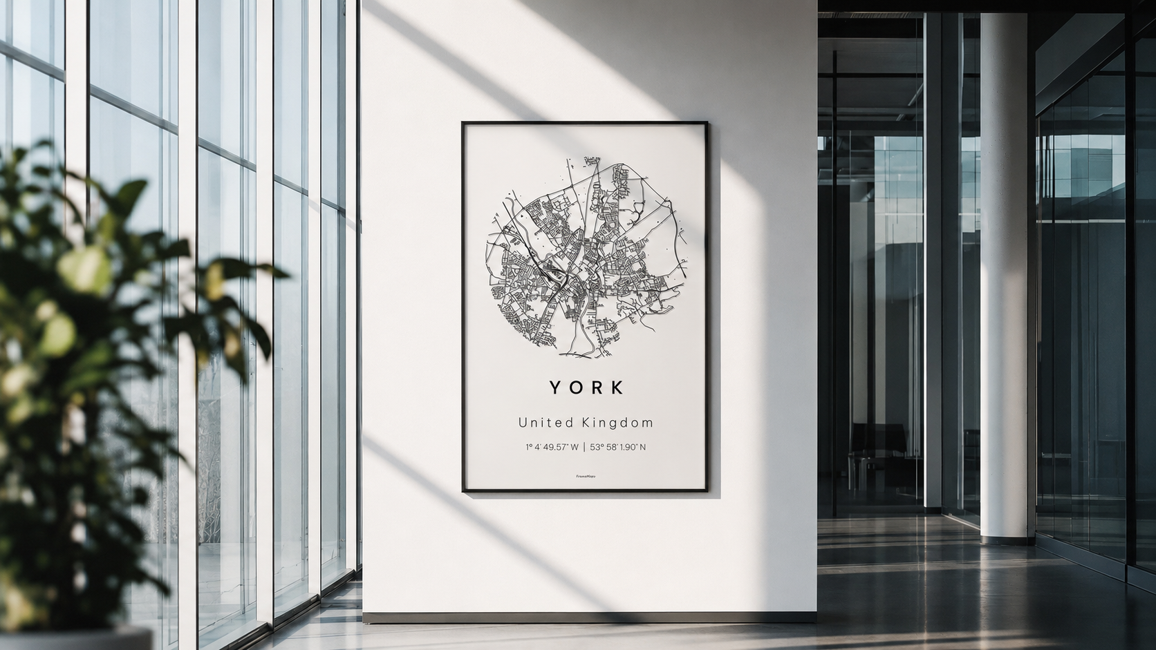 Poster FrameMaps de York em ambiente interior